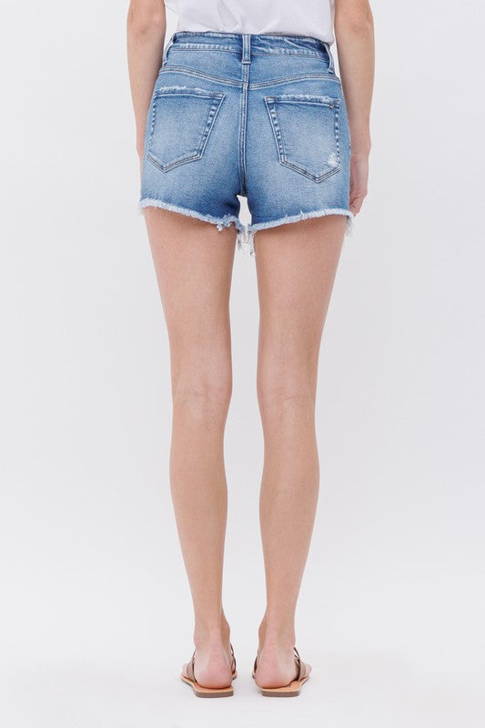 The Whitney Vintage High Rise Distressed Denim Shorts - Mica - Final Sale