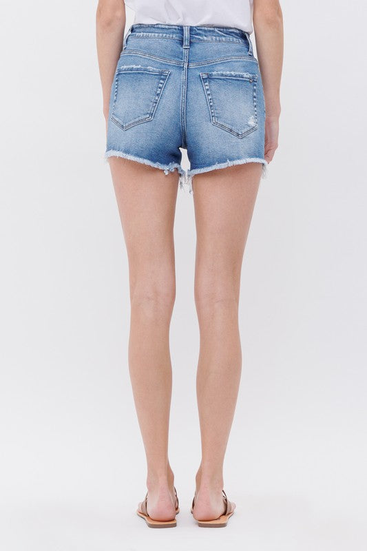 The Whitney Vintage High Rise Distressed Denim Shorts - Mica