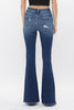 High Rise Button Fly Flare Denim Jeans - Mica