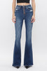 High Rise Button Fly Flare Denim Jeans - Mica