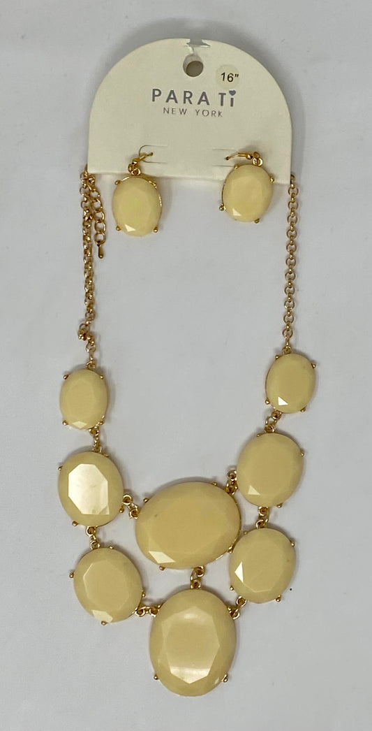 Cream Statement Rhinestone Necklace - Final Sale