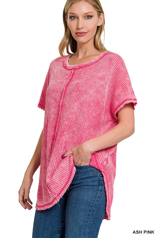 Ash Pink Mineral Wash Waffle Top