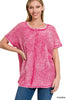 Fuchsia Mineral Wash Waffle Top