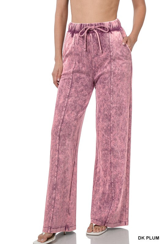 Mineral Wash Bootcut Drawstring Pants - Final Sale