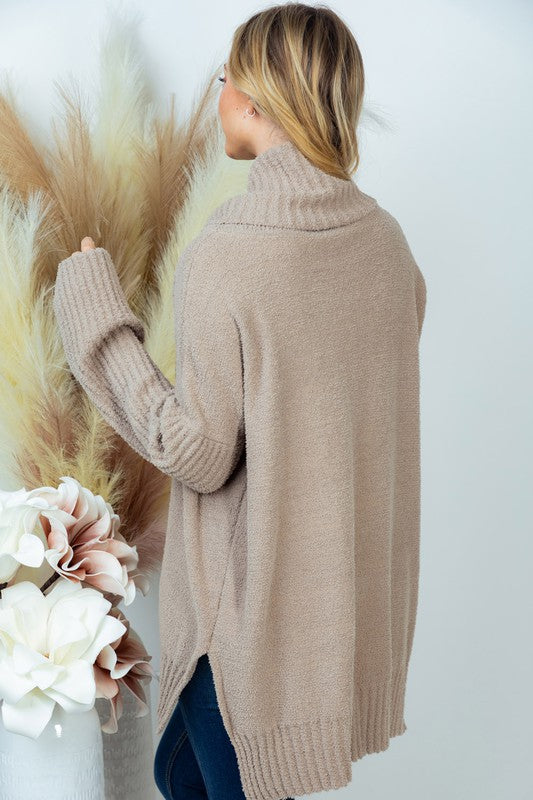 Mocha Cowl Neck Sweater - White Birch | FINAL SALE