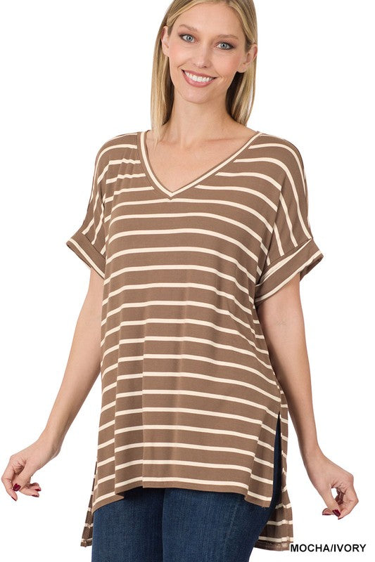 Favorite V-NECK Stripe Boyfriend Tee - Final Sale*