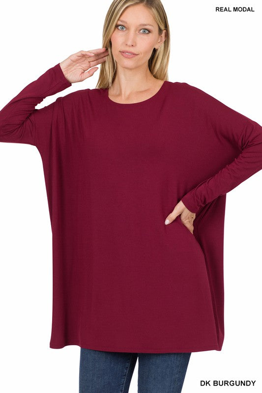 dk burgundy dolman long sleeve tunic