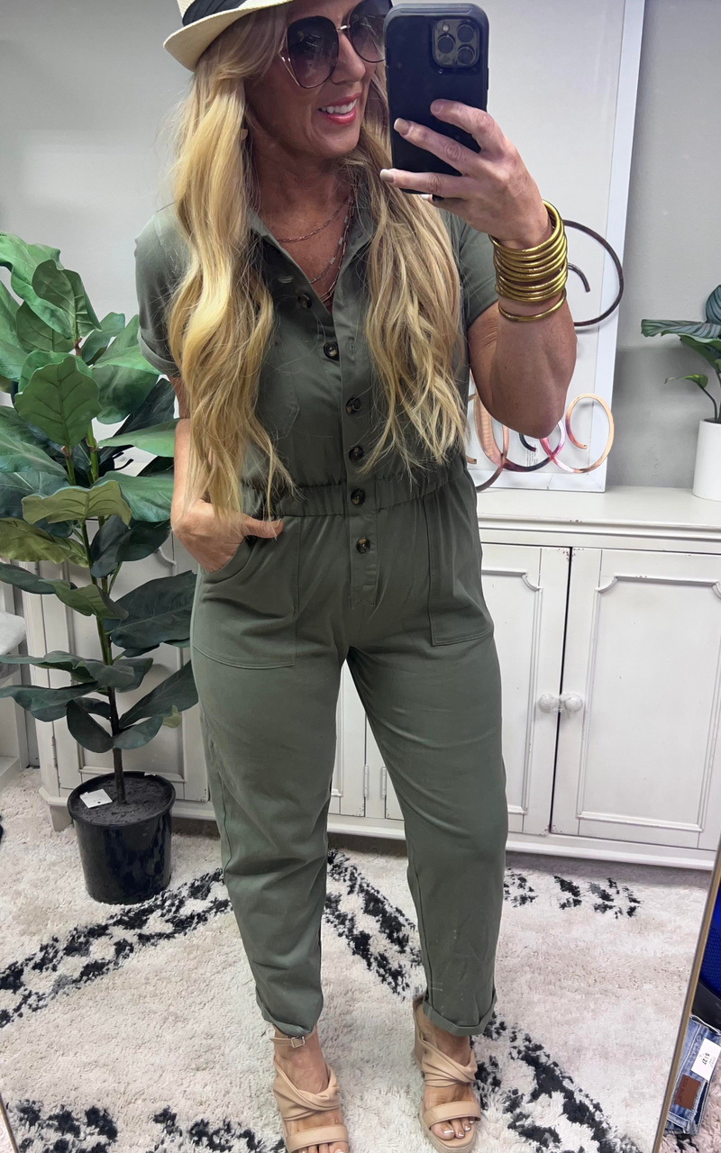 green jumpsuit 