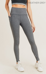 Heather Grey Tummy Control Tapered Band Essential Solid Highwaist Leggings  BY Mono B