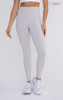 Light Grey Tummy Control Tapered Band Essential Solid Highwaist Leggings  BY Mono B