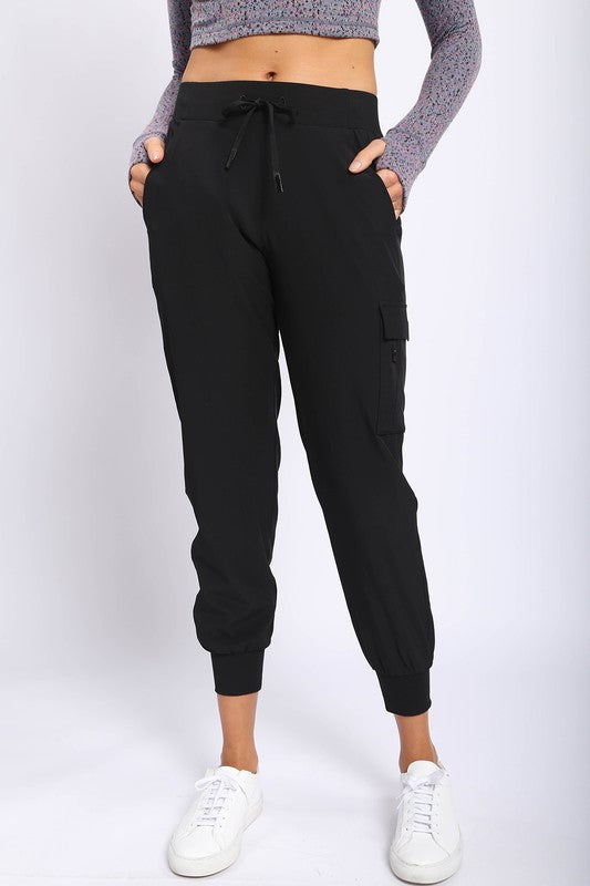 High-Waisted Capri Active Joggers with Pockets by Mono B