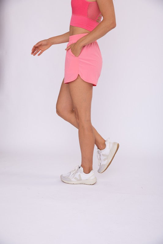 Pink Highwaist Athleisure Shorts by Mono B