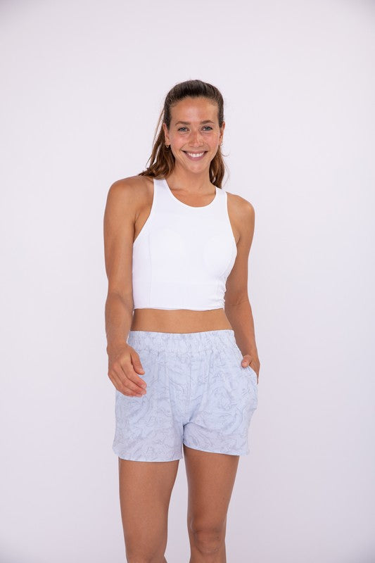 White Ribbed Racerback Cropped Active Top - Mono B