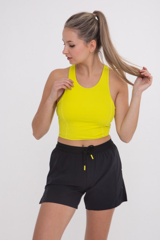 Lime Ribbed Racerback Cropped Active Top - Mono BRibbed Racerback Cropped Active Top - Mono B