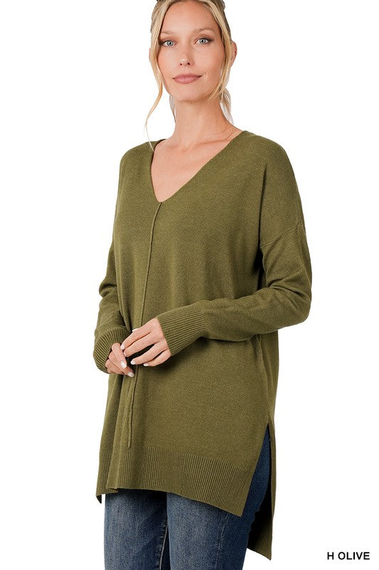 The Natalie Everyday V-Neck Sweater LA LIVE | Zenana Preorder (1-1-1-1)