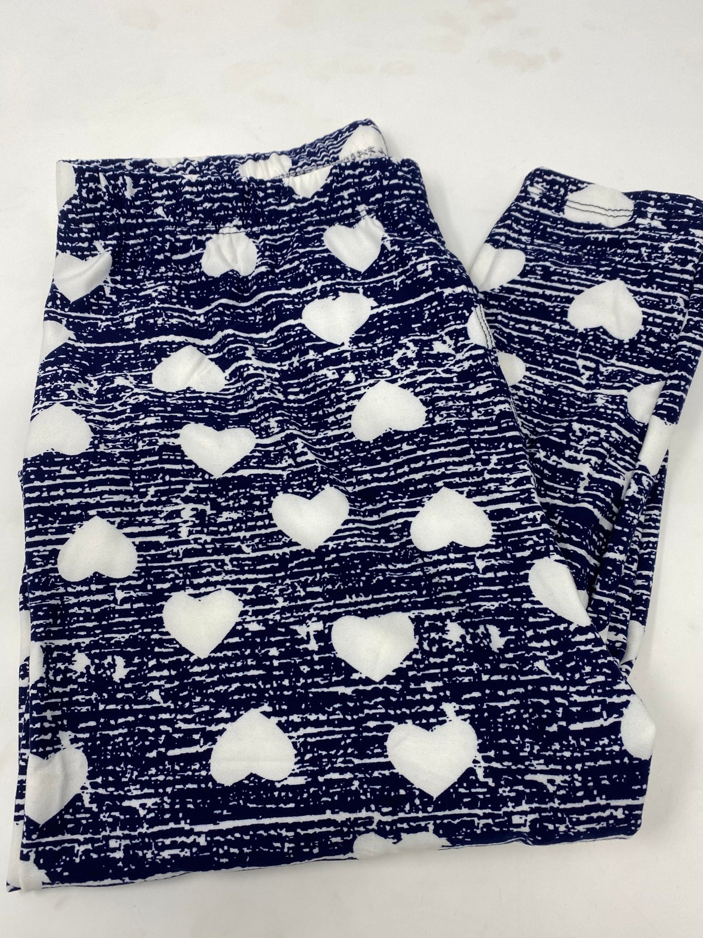 White Heart Navy Leggings