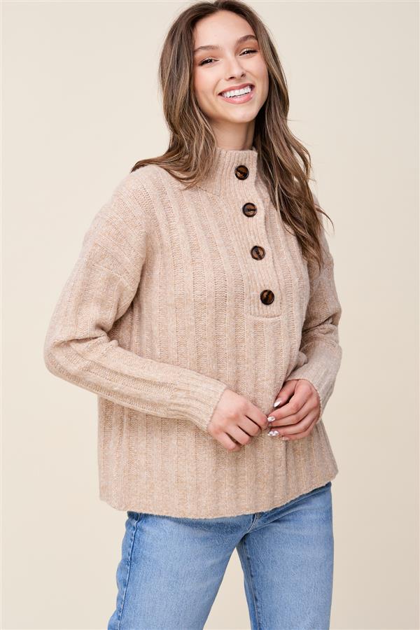 Mock Neck Oatmeal Sweater - Staccato - Final Sale