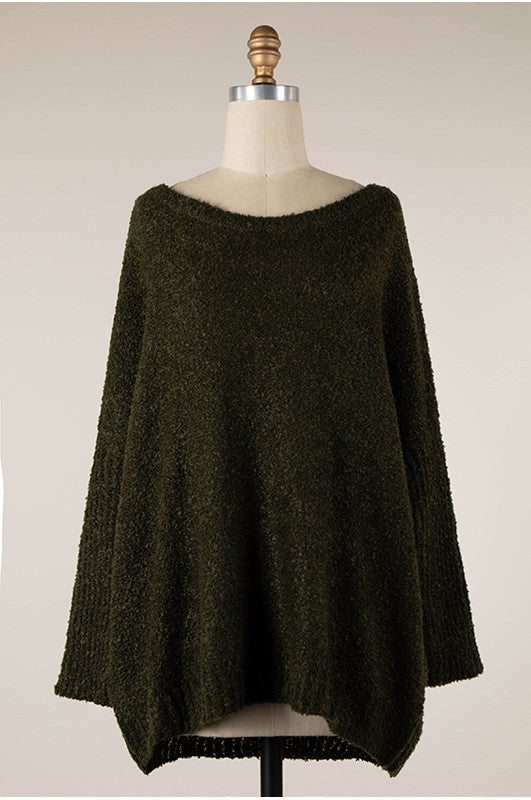 Olive Boat Neck Knit Sweater - Final Sale