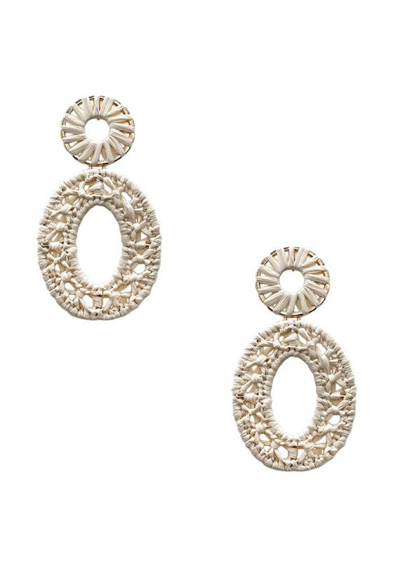 Double Wrapped Rafia Oval Earring - Final Sale