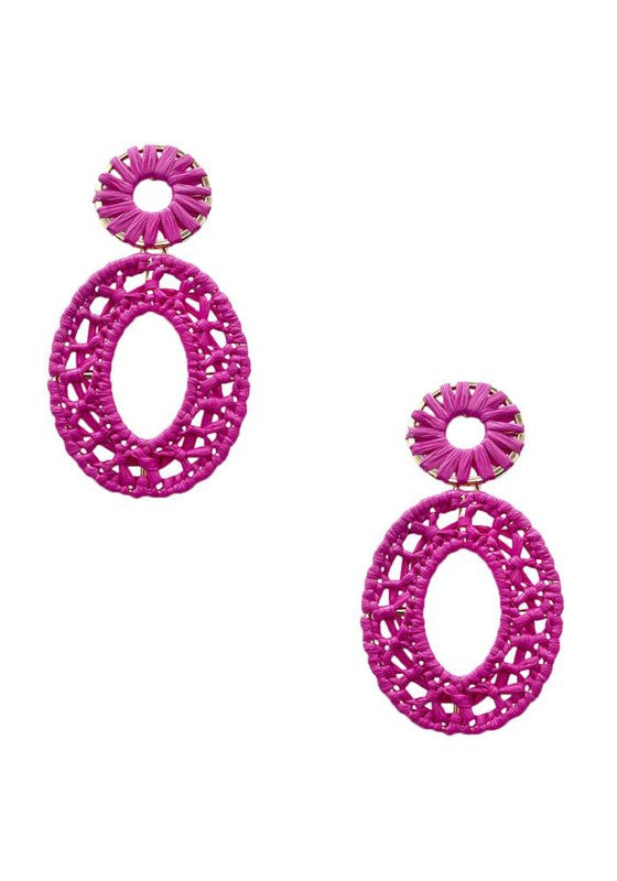 Double Wrapped Rafia Oval Earring - Final Sale