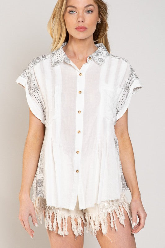 Paisley Contrast Oversize Top - POL Preorder