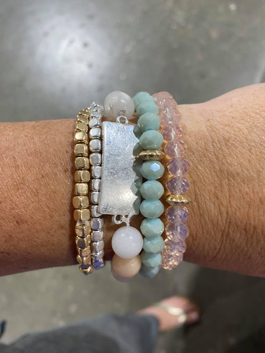 Pastel Beaded Stackable Bracelets