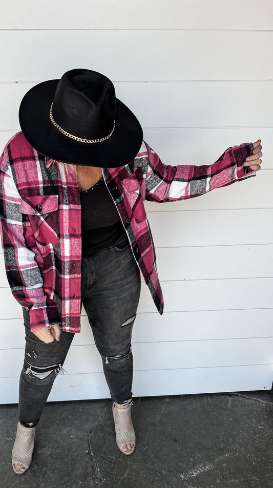 Fuchsia Plaid Shacket