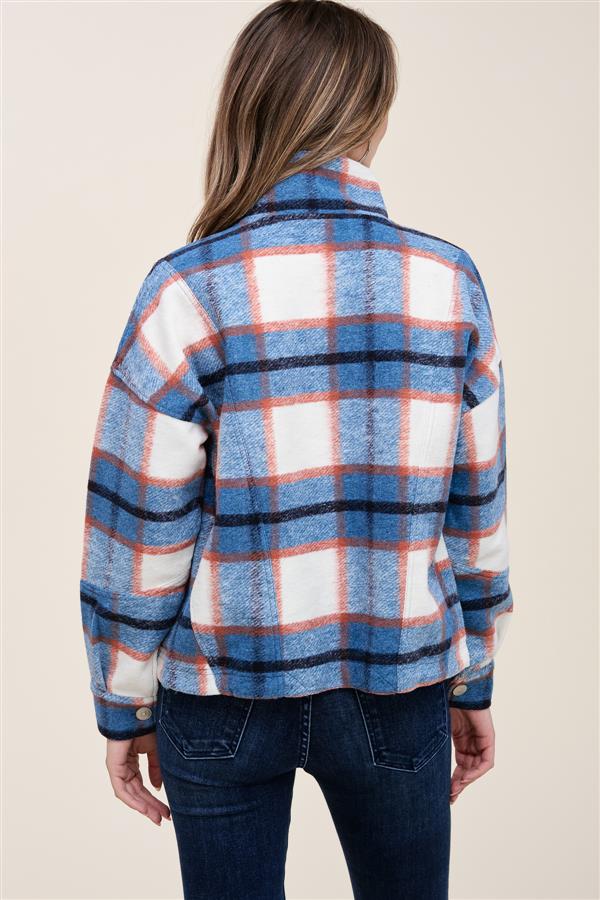 Blue & Ivory Plaid Shacket - Final Sale