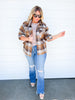 Brown Plaid Fleece Oversized Plaid Shirt Jacket