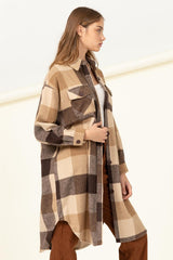 Brown Plaid Duster Shacket - Final Sale
