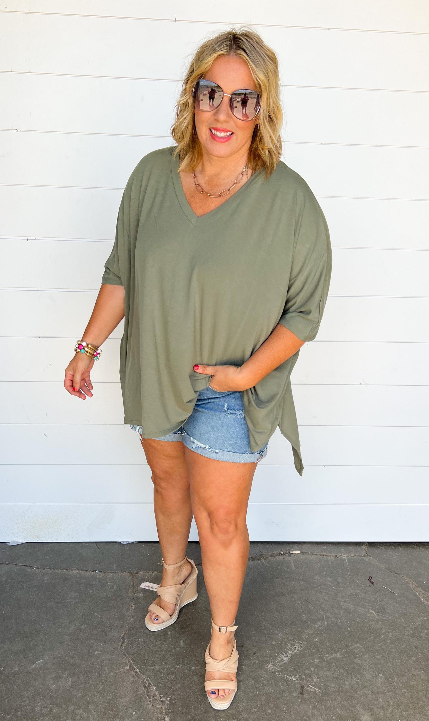 Oversized V-Neck Tunic Top - Final Sale*