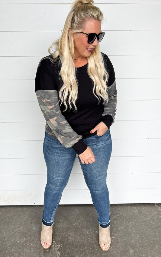 black camo tunic top 