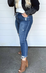Super High Rise Button Fly Mom Denim Jeans - Mica