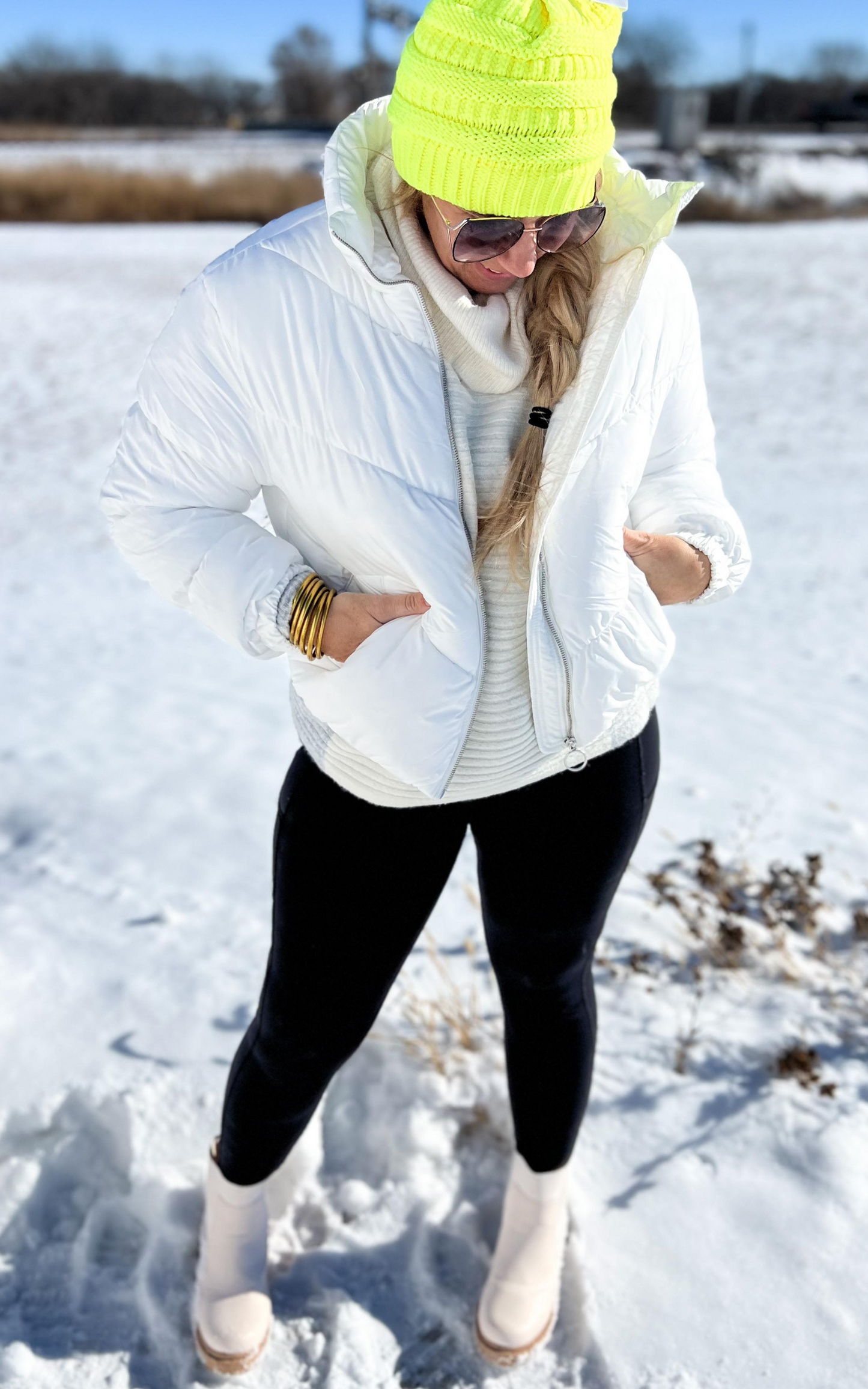 white puffer coat