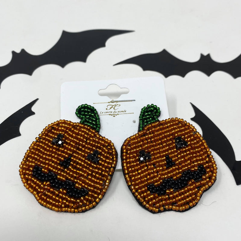 Pumpkin Beaded Earrings - Final Sale