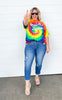 Crop Straight Denim Rainbow Embroidered JUDY BLUE JEANS