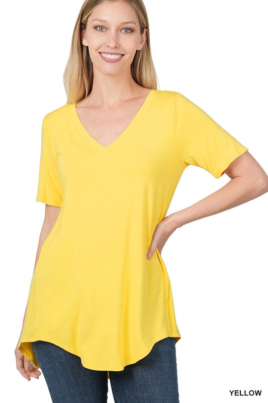 YELLOW Luxe Rayon V-Neck Top