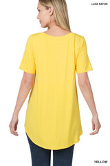 YELLOW Luxe Rayon V-Neck Top