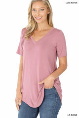 LT ROSE Luxe Rayon V-Neck Top