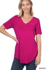 MAGENTA Luxe Rayon V-Neck Top