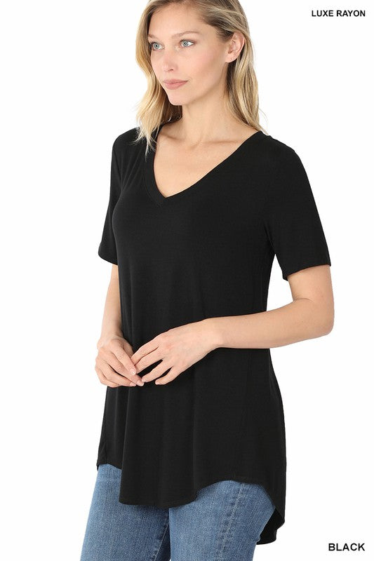 BLACK Luxe Rayon V-Neck Top