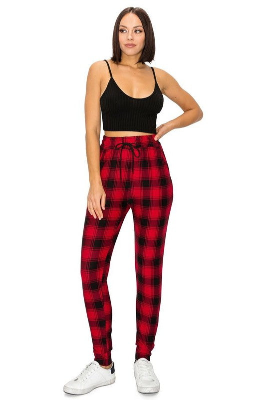 Butter Soft Red Plaid Joggers - Ships Dec 21st 2022