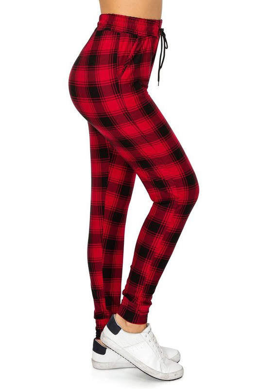 Butter Soft Red Plaid Joggers - Ships Dec 21st 2022