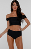 Black Off The Shoulder Swim Top - Coral Reef