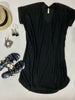 Black Ribbed Knit T-Shirt Dress - Final Sale