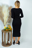 Ribbed Textured Black Dress - White Birch