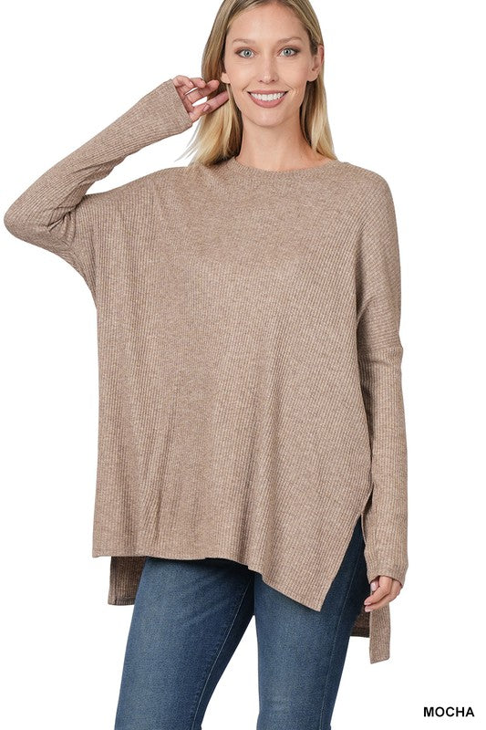 Heather Ribbed Dolman Top - LA LIVE Zenana (1-1-2-2)