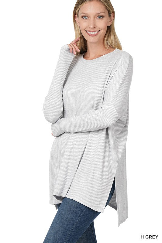 Heather Ribbed Dolman Top - Final Sale