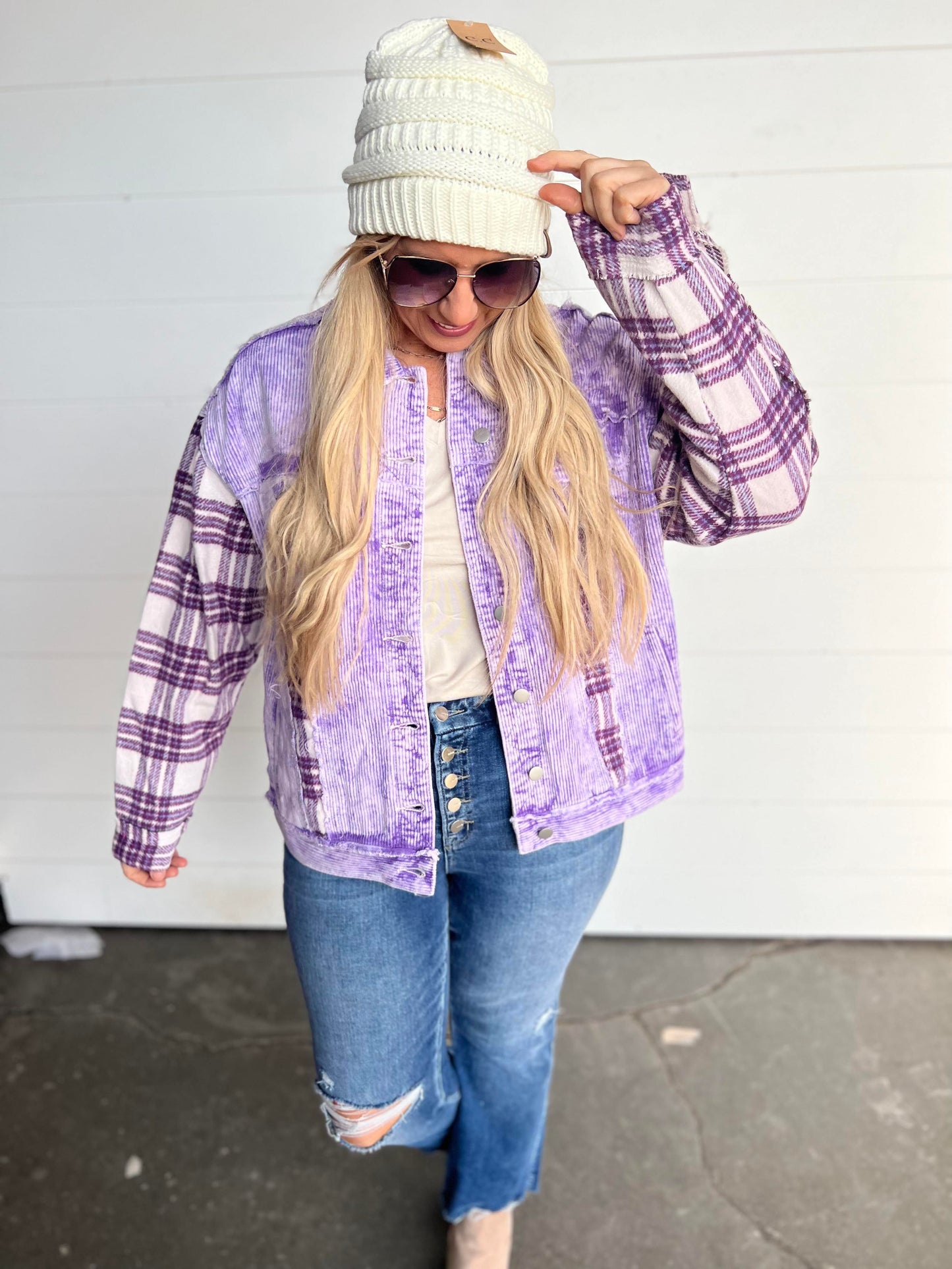 POL PREORDER -Royal Purple Corduroy & Plaid Jacket