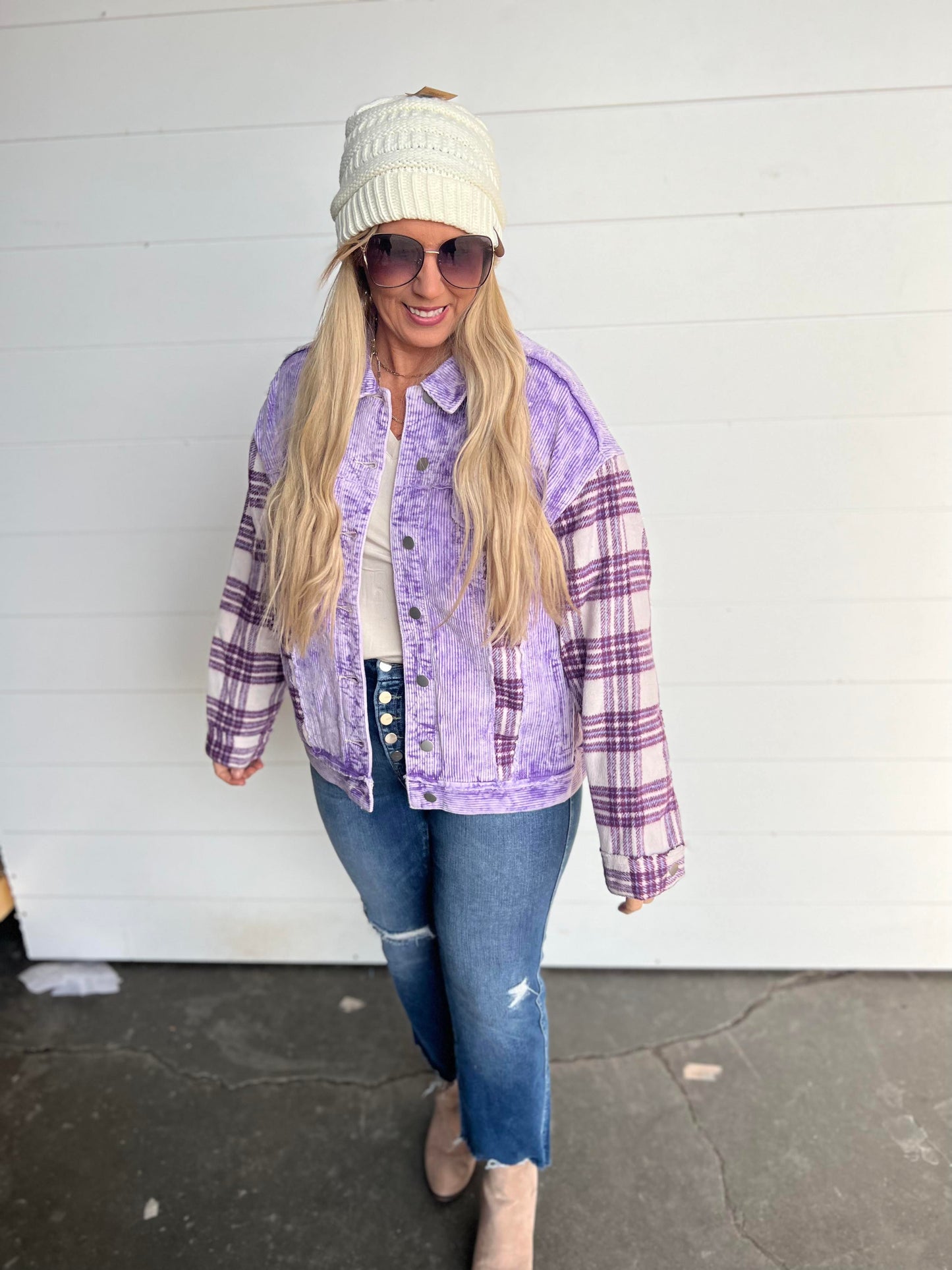 POL PREORDER -Royal Purple Corduroy & Plaid Jacket